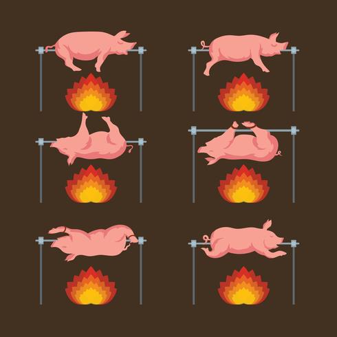 Schwein geröstete Sammlung vektor