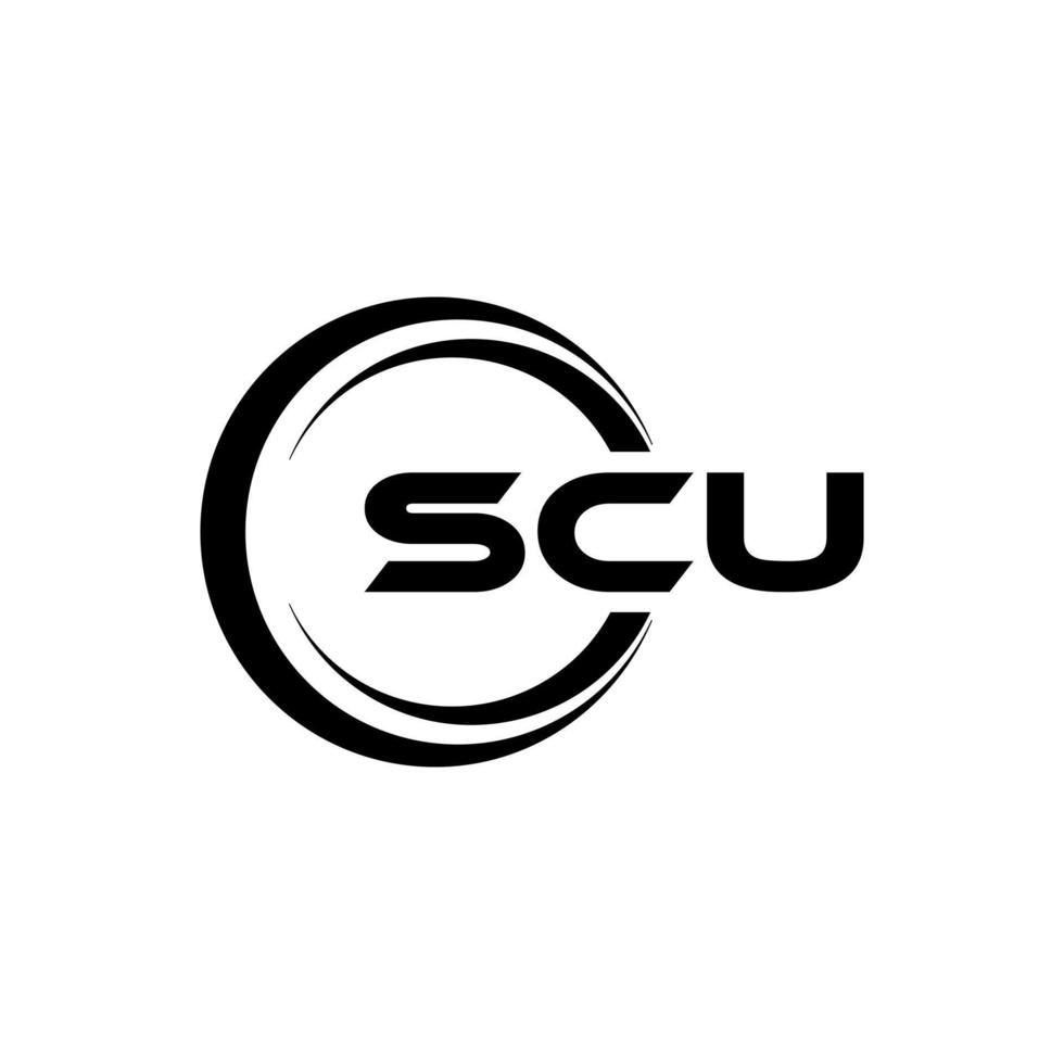 scu brev logotyp design i illustration. vektor logotyp, kalligrafi mönster för logotyp, affisch, inbjudan, etc.