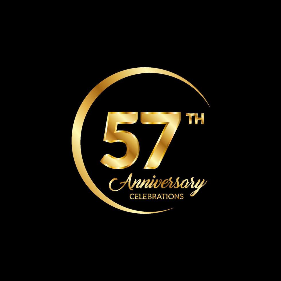 57 år årsdag. årsdag mall design begrepp med gyllene siffra , design för händelse, inbjudan kort, hälsning kort, baner, affisch, flygblad, bok omslag och skriva ut. vektor eps10