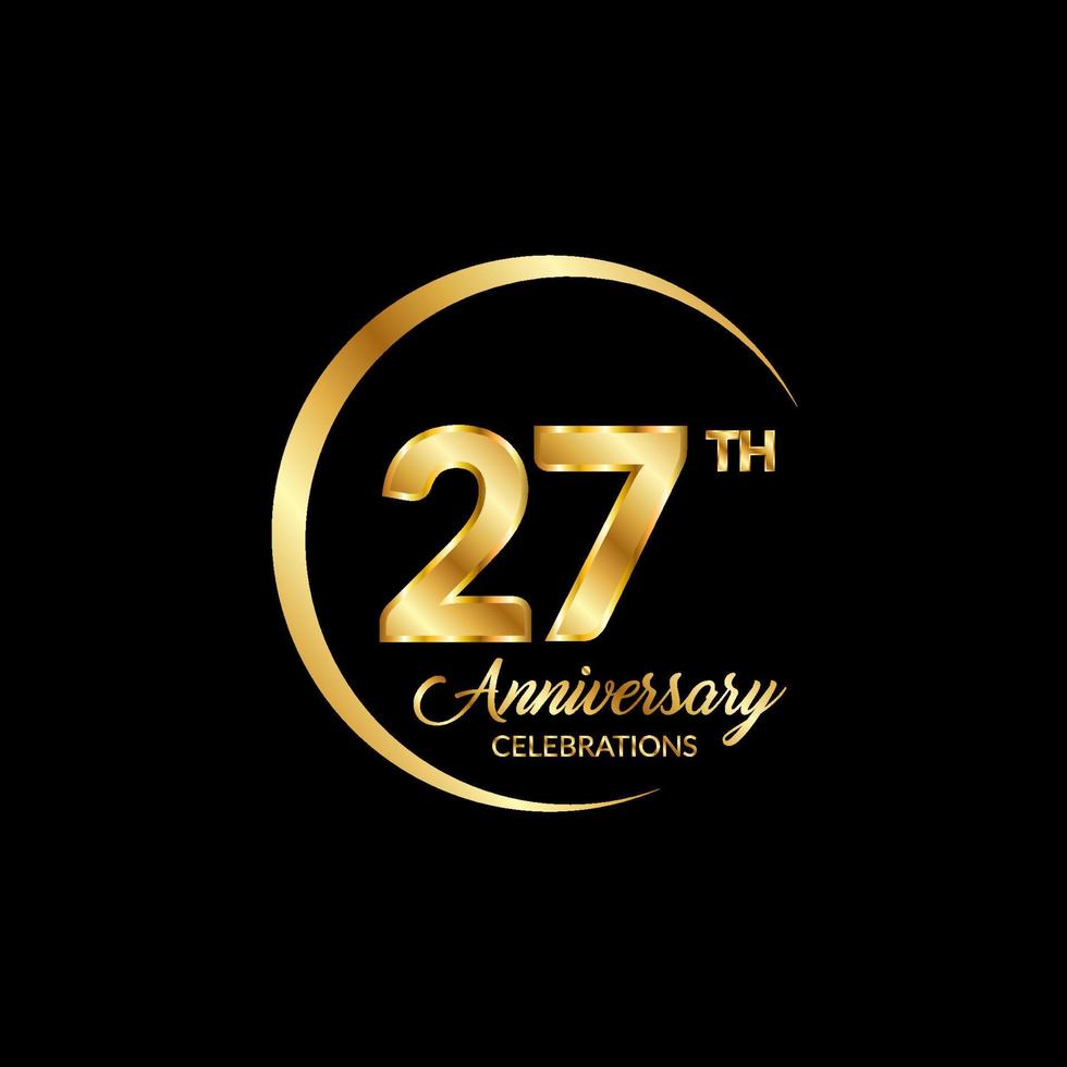 27 år årsdag. årsdag mall design begrepp med gyllene siffra , design för händelse, inbjudan kort, hälsning kort, baner, affisch, flygblad, bok omslag och skriva ut. vektor eps10