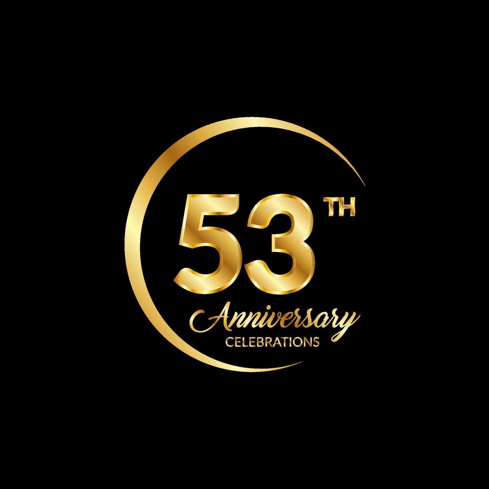53 år årsdag. årsdag mall design begrepp med gyllene siffra , design för händelse, inbjudan kort, hälsning kort, baner, affisch, flygblad, bok omslag och skriva ut. vektor eps10