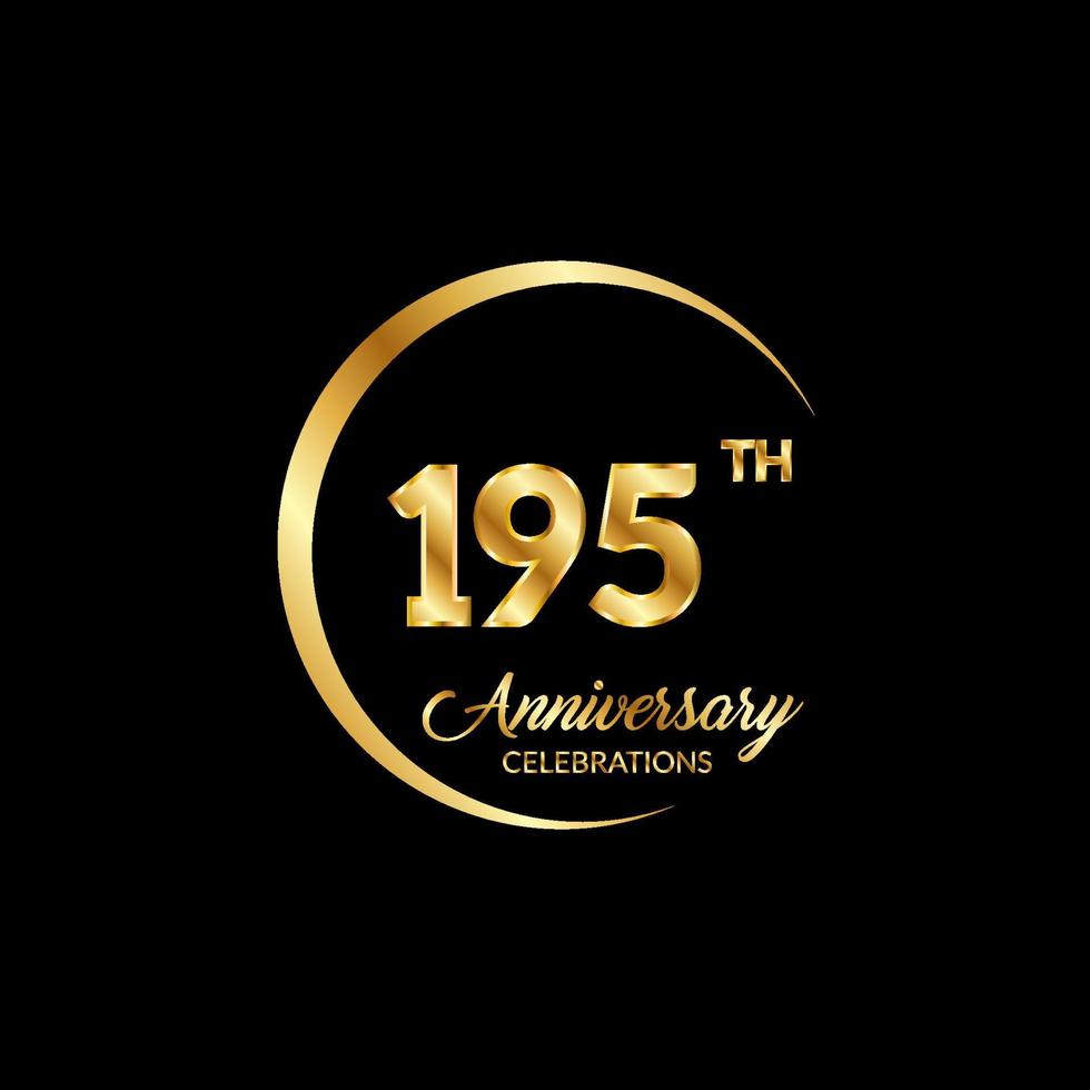 195 år årsdag. årsdag mall design begrepp med gyllene siffra , design för händelse, inbjudan kort, hälsning kort, baner, affisch, flygblad, bok omslag och skriva ut. vektor eps10