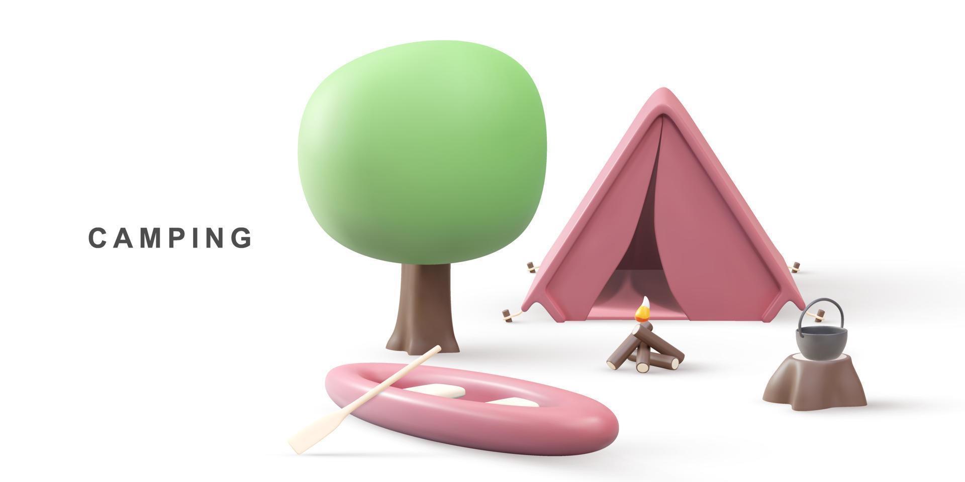 3d begrepp - camping. vektor illustration.