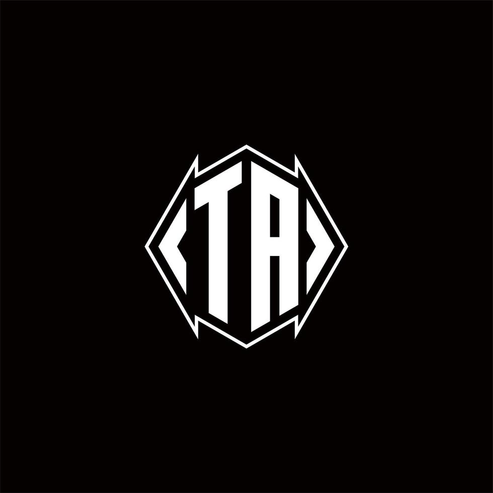 ta Logo Monogramm mit Schild gestalten Designs Vorlage vektor