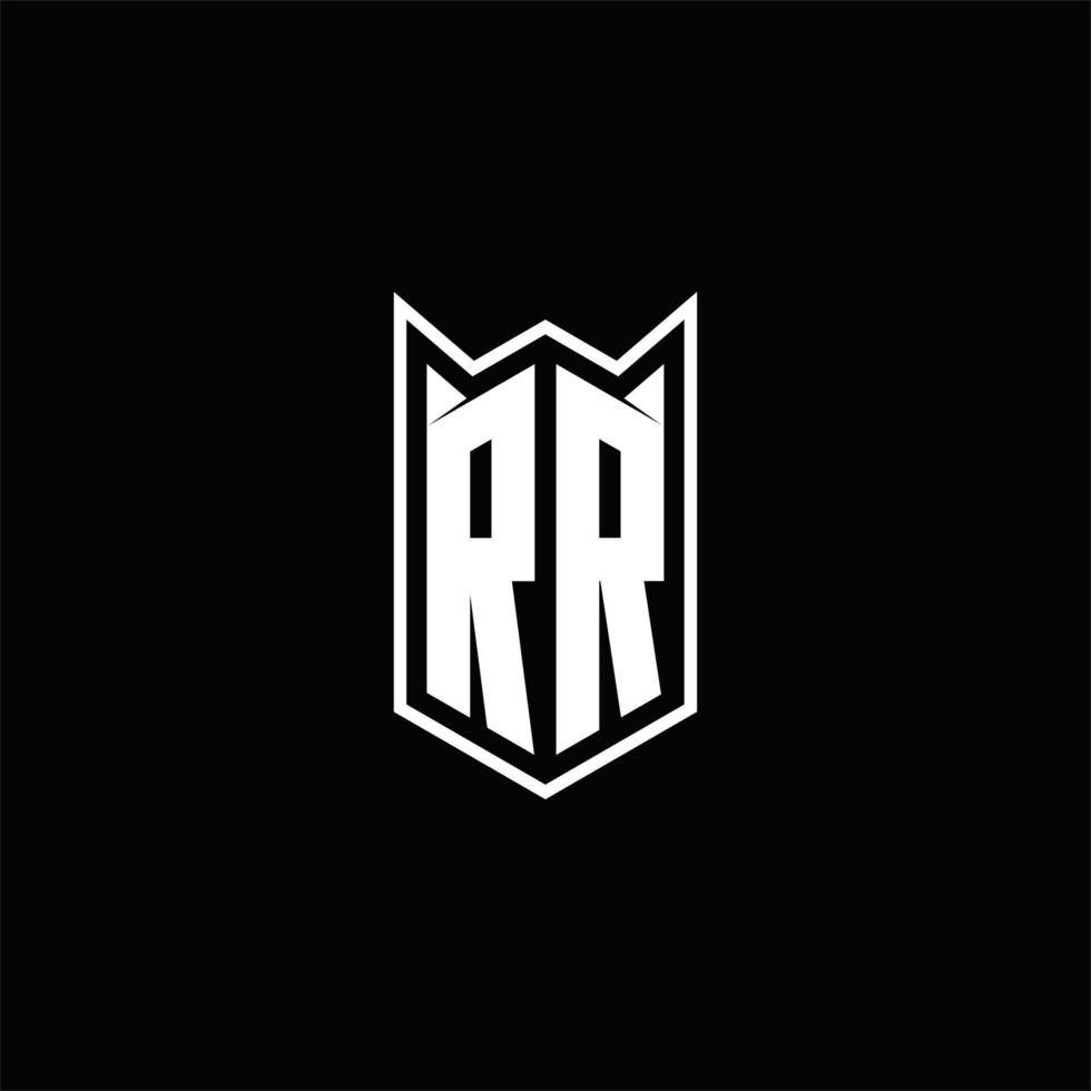 rr Logo Monogramm mit Schild gestalten Designs Vorlage vektor