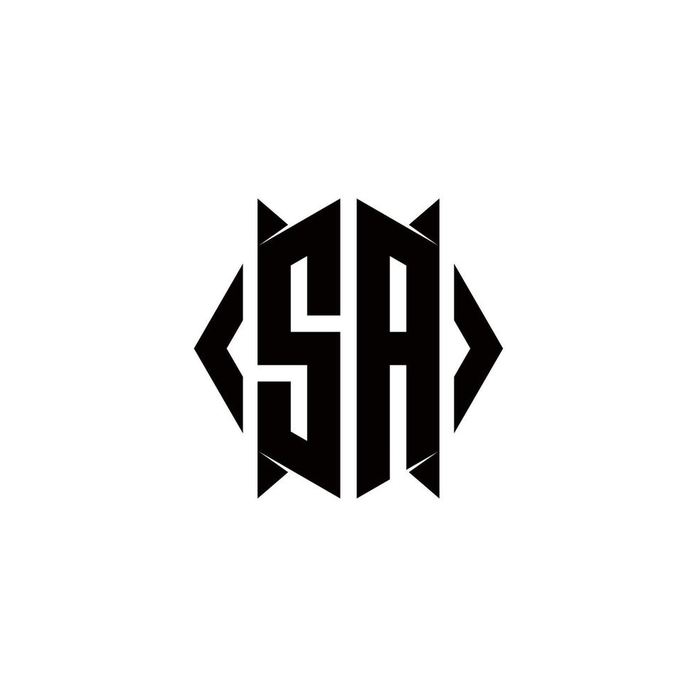 sa Logo Monogramm mit Schild gestalten Designs Vorlage vektor