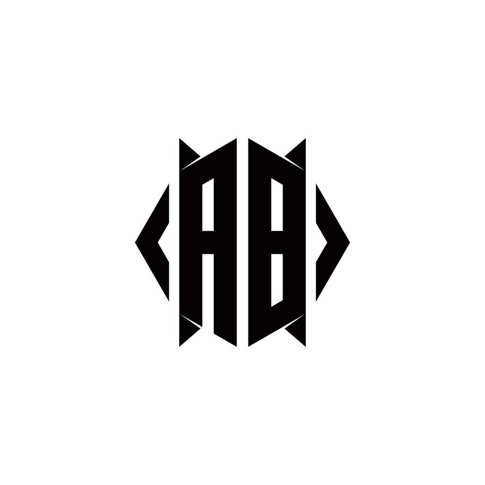 ab logotyp monogram med sköld form mall vektor