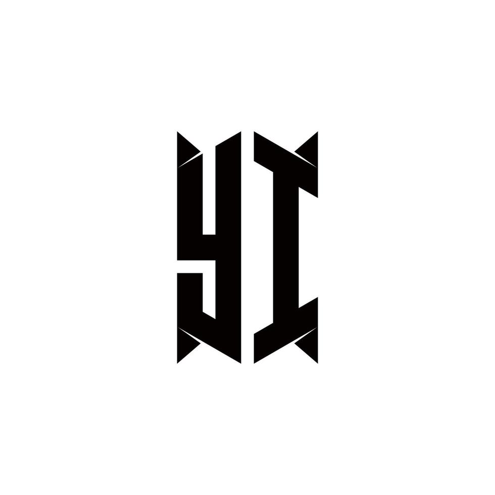 yi Logo Monogramm mit Schild gestalten Designs Vorlage vektor