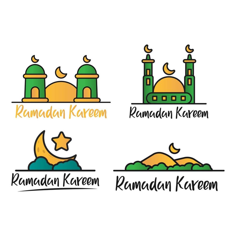 uppsättning ramadan kareem hälsningar vektor