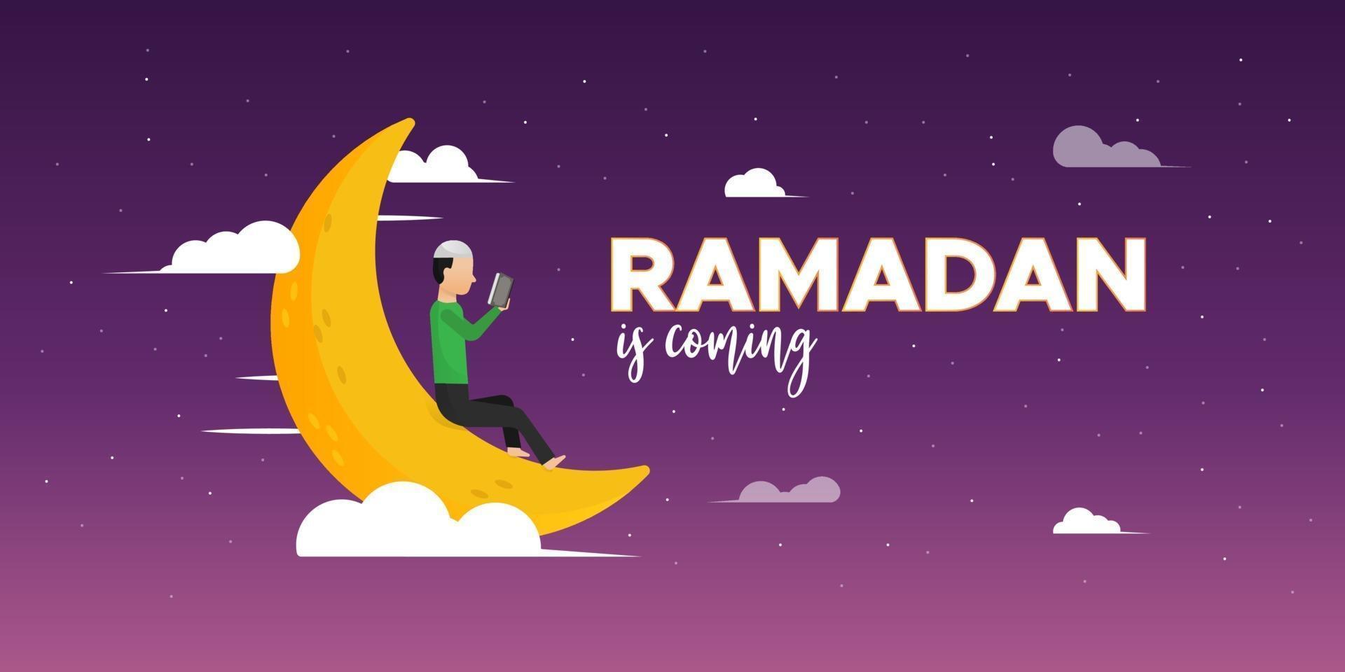 Ramadan Kareem Gruß Design Banner mit Mond vektor