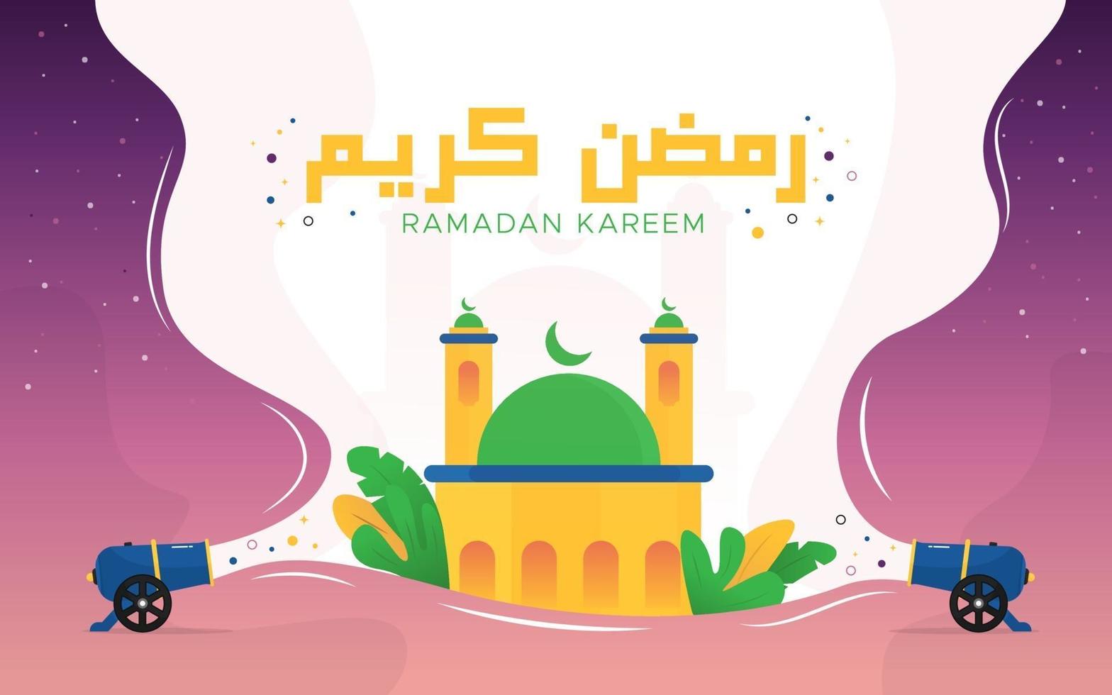 Ramadan Kareem Begrüßungshintergrund mit arabischem Text vektor