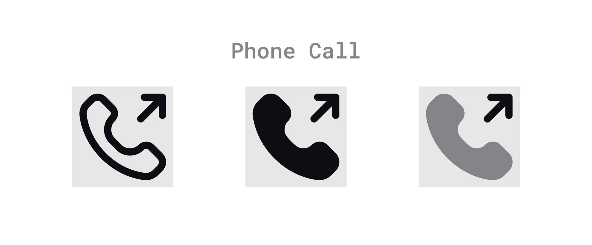 utgående telefon ring upp ikoner ark vektor