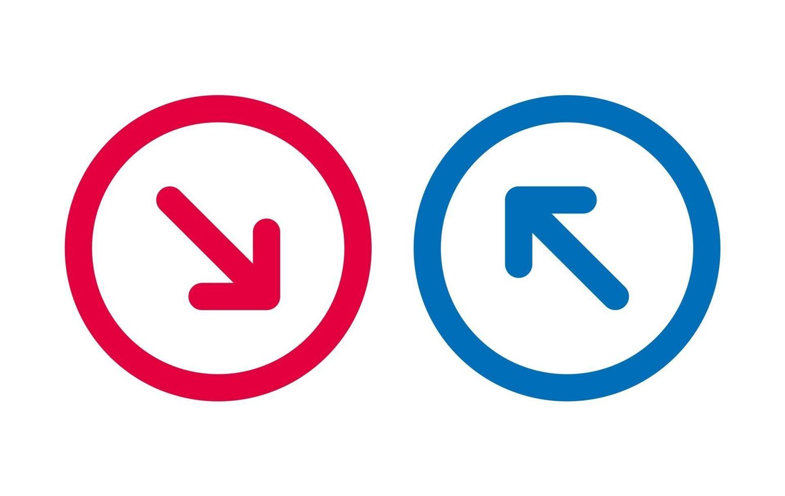 Pfeil rot und blau Designlinie Symbol vektor