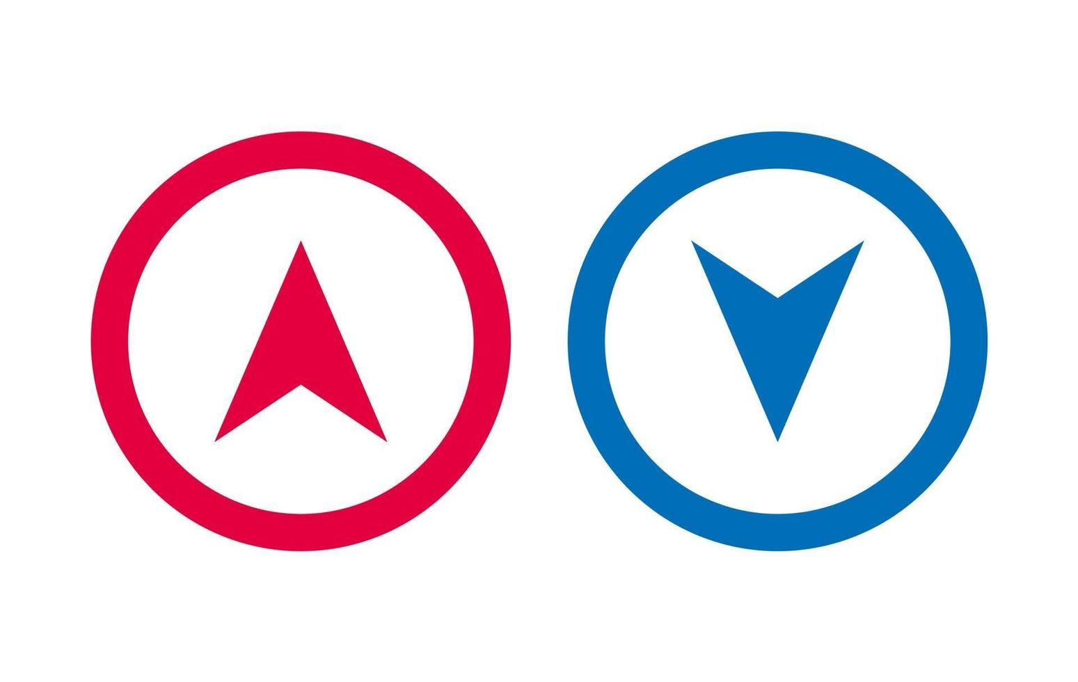 Designpfeilsymbol blau und rot vektor