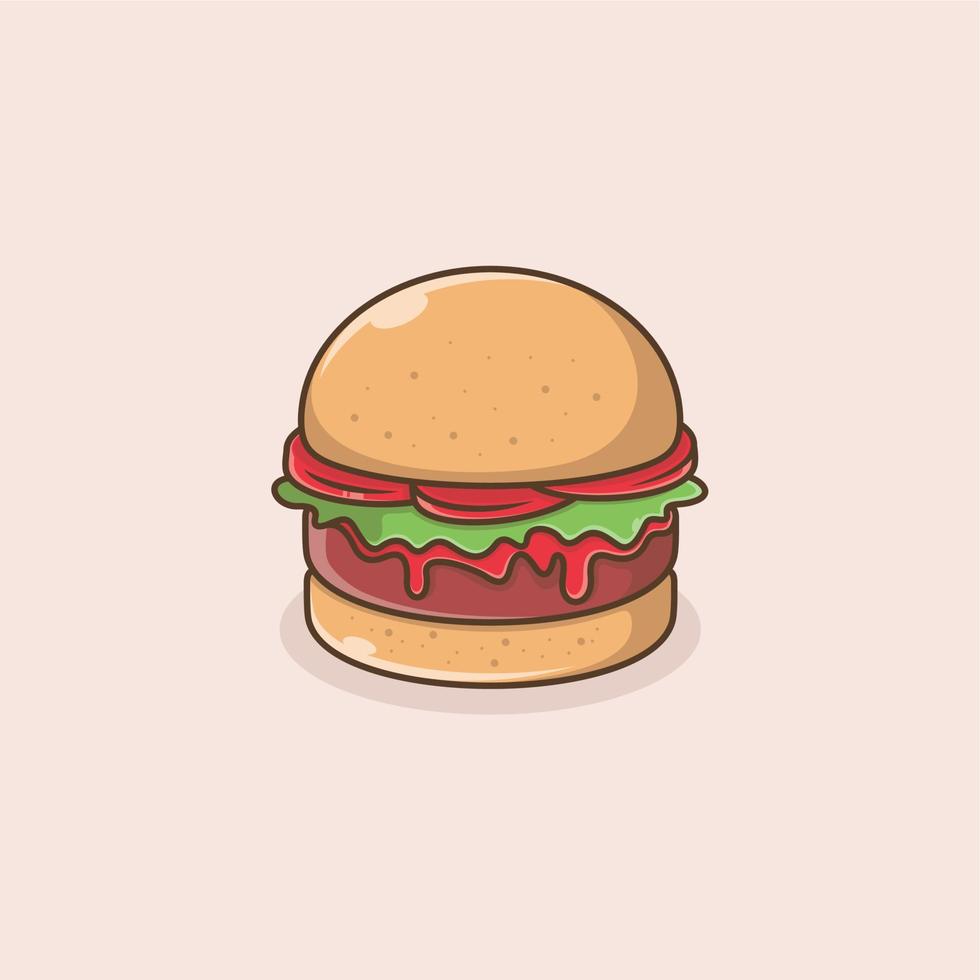 söt tecknad serie burger vektor
