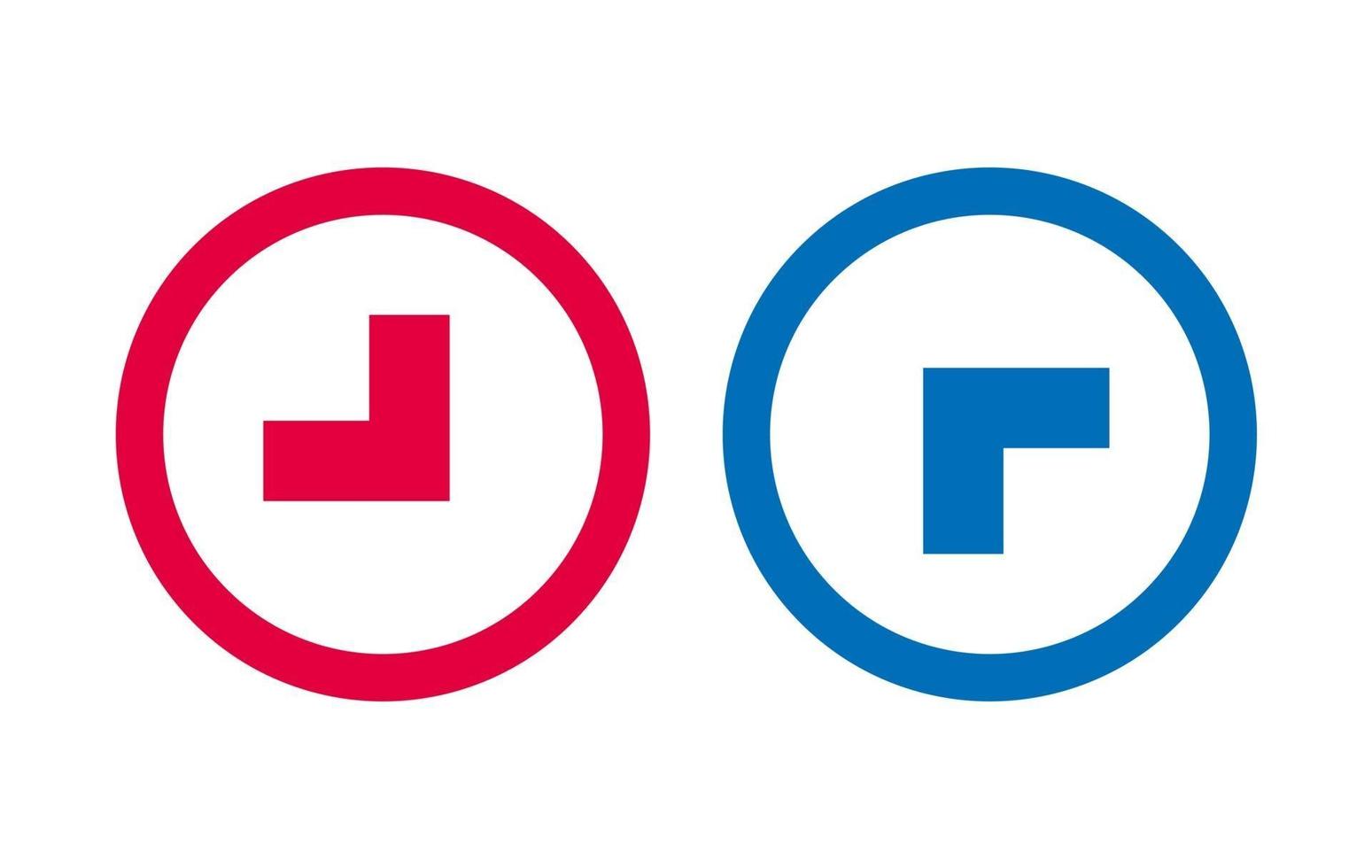 Pfeil Linie Symbol Design rot und blau vektor