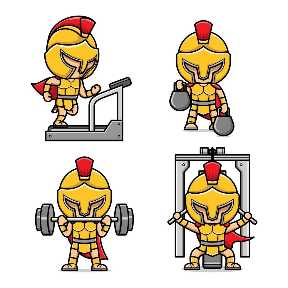 süß Karikatur Gladiator Sport Fitness vektor