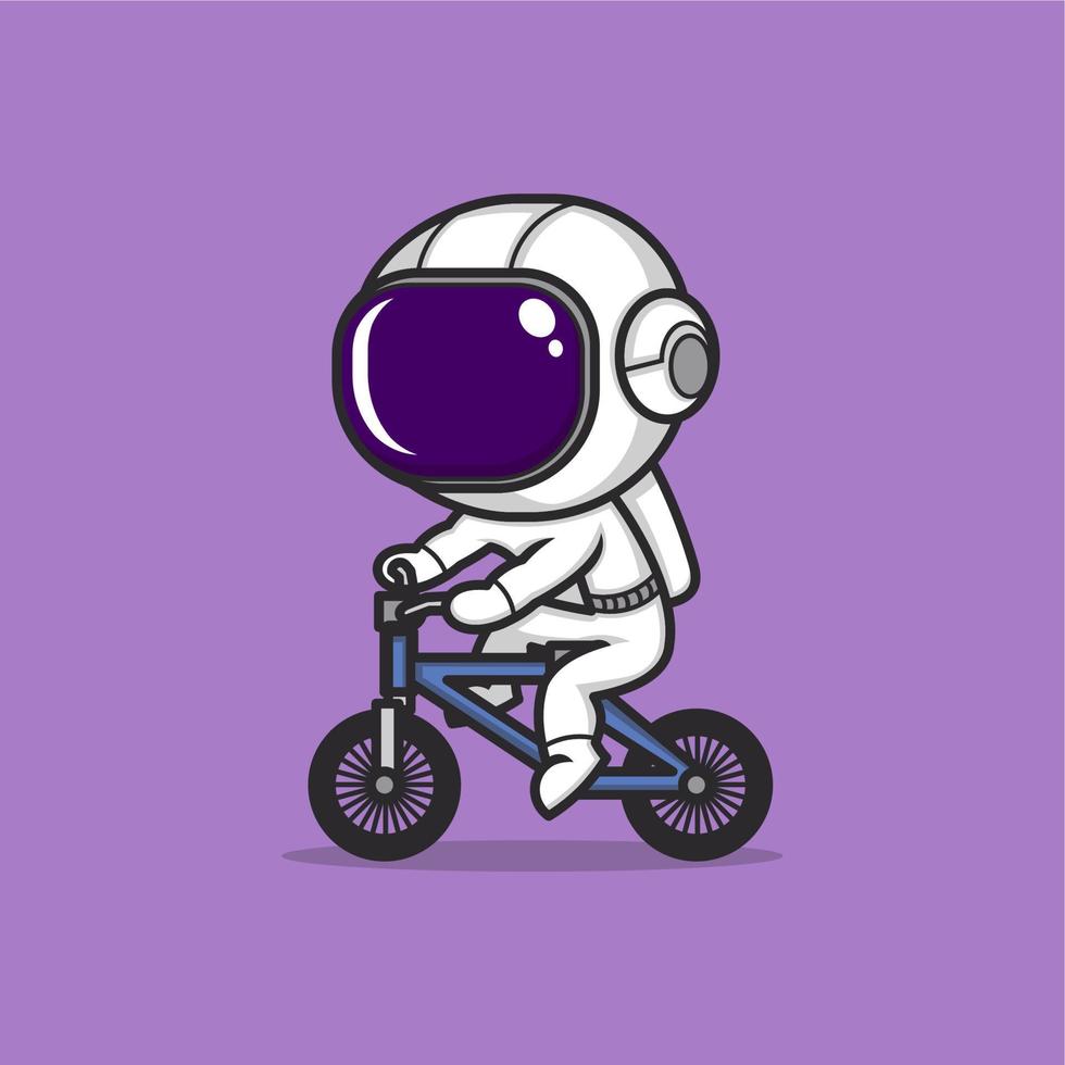 süß Karikatur Astronaut auf ein Fahrrad vektor