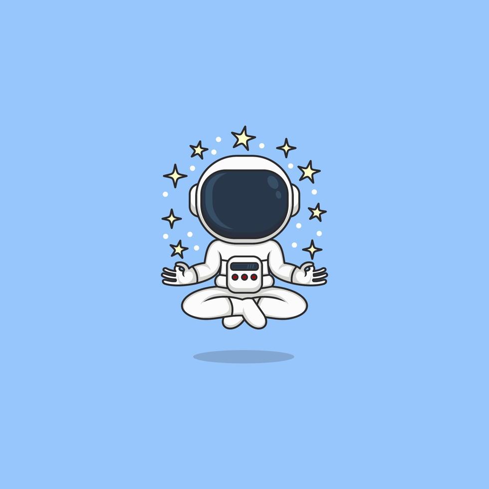 söt tecknad serie astronaut yoga vektor