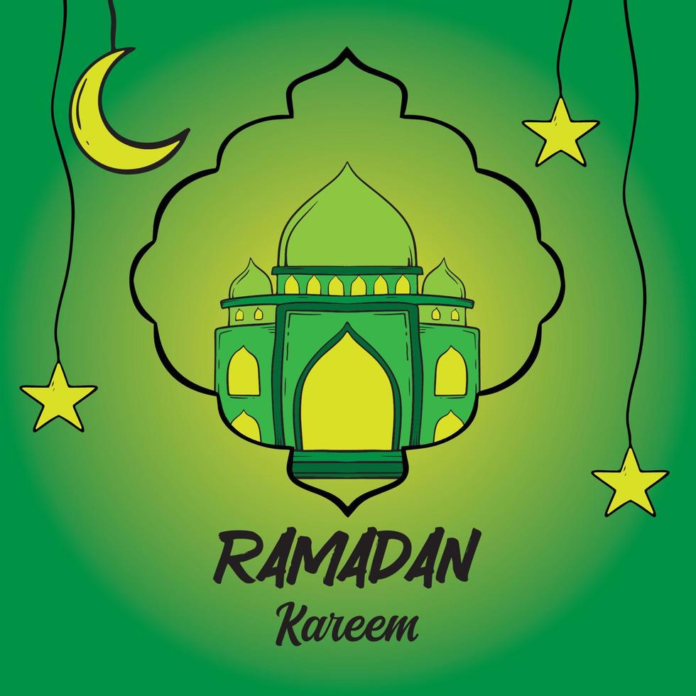 vektor islamic hälsningar ramadan kareem gul grön bakgrund kort design