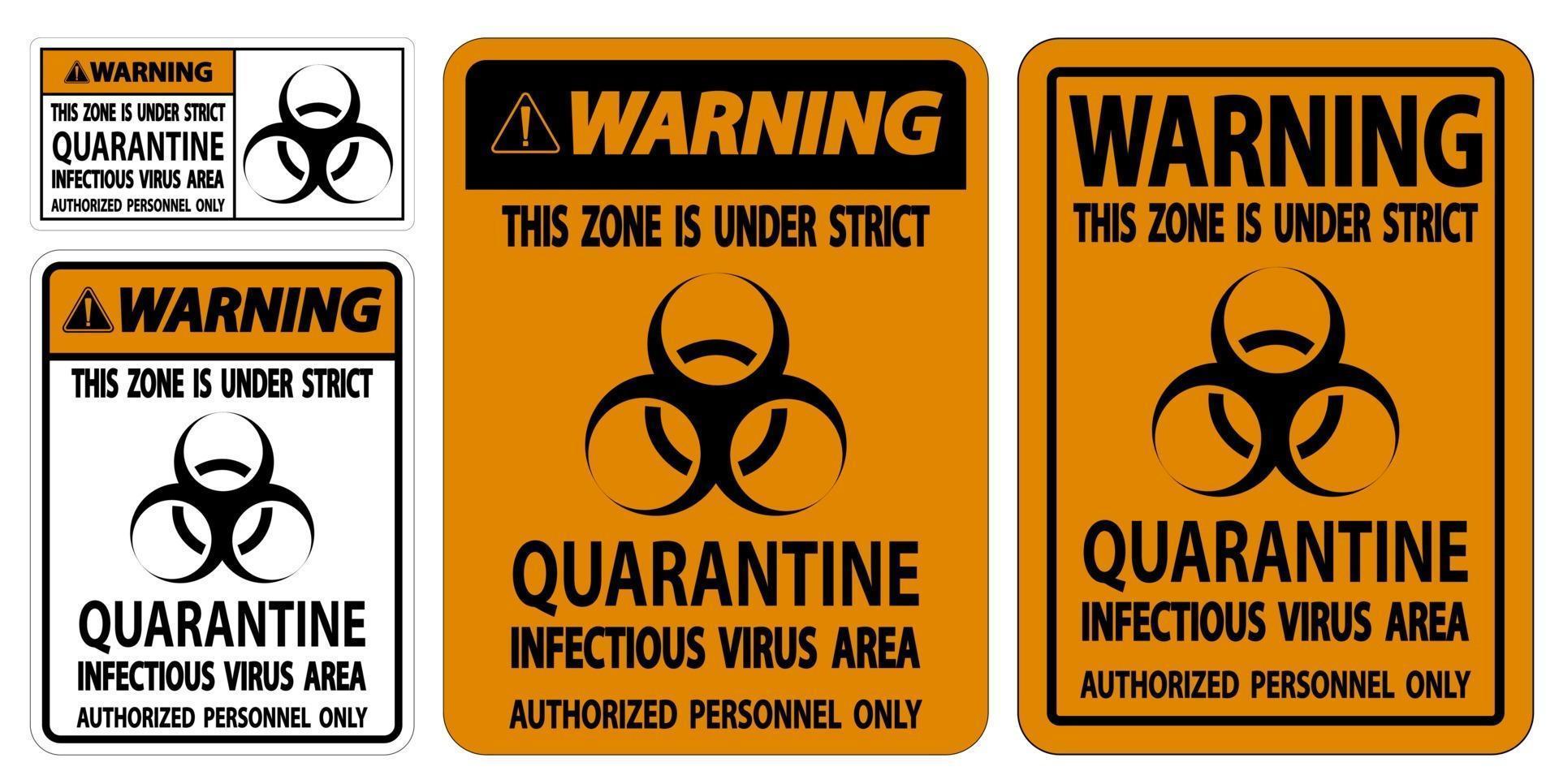 varning karantän infektiösa virusområdet teckenuppsättning vektor