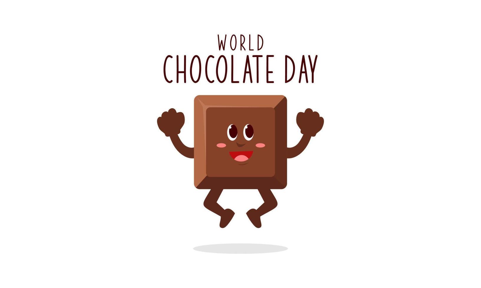 söt tecknad serie av choklad block säga Lycklig värld choklad dag vektor