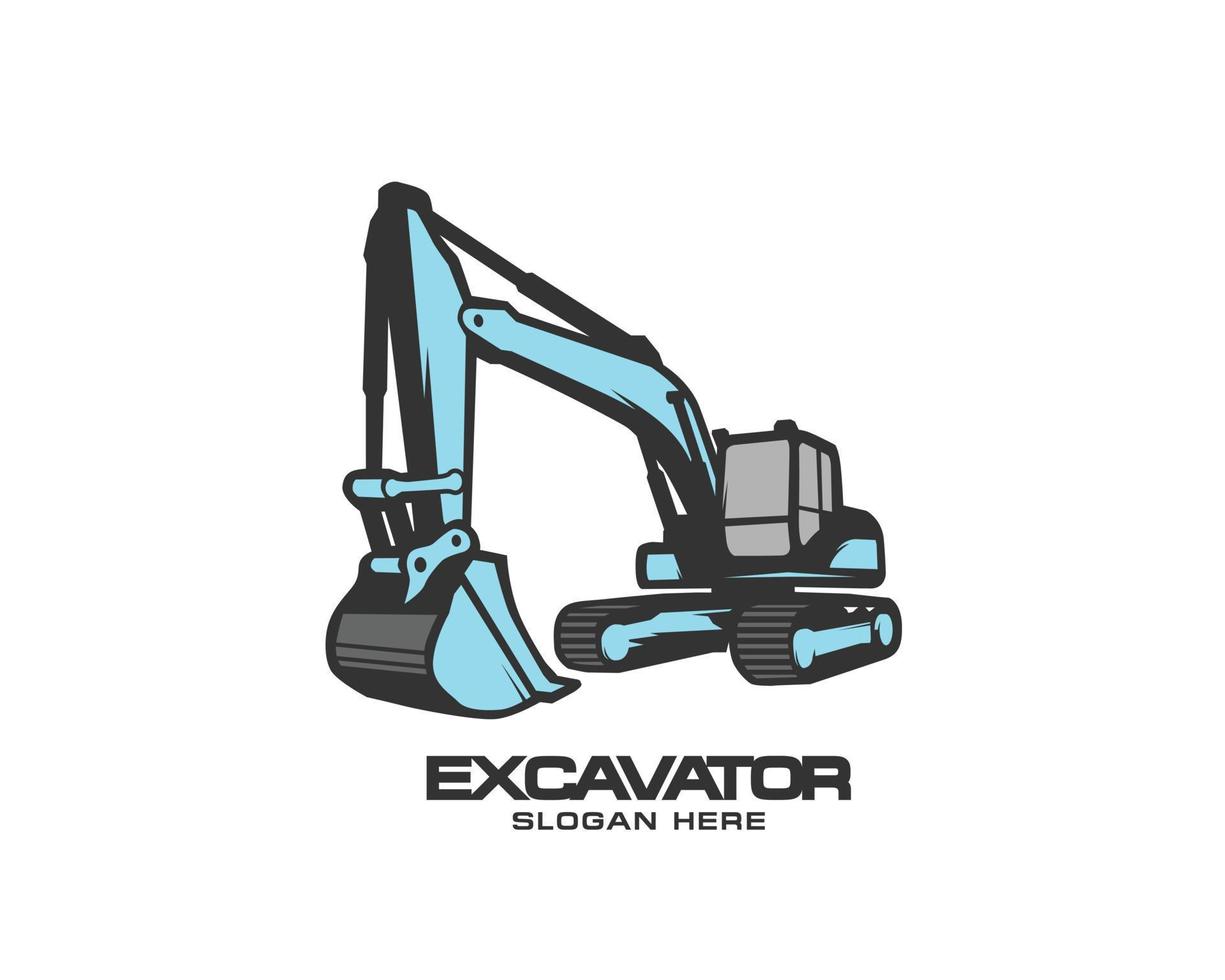grävmaskin logotyp mall vektor. tung utrustning logotyp vektor för byggföretag. kreativ grävmaskin illustration för logotyp mall.