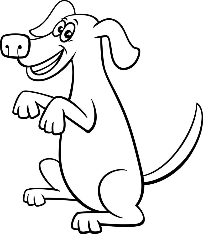 tecknad serie lekfull hund karaktär håller på med en lura färg sida vektor