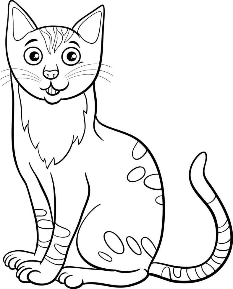rolig tecknad serie katt djur- karaktär färg sida vektor