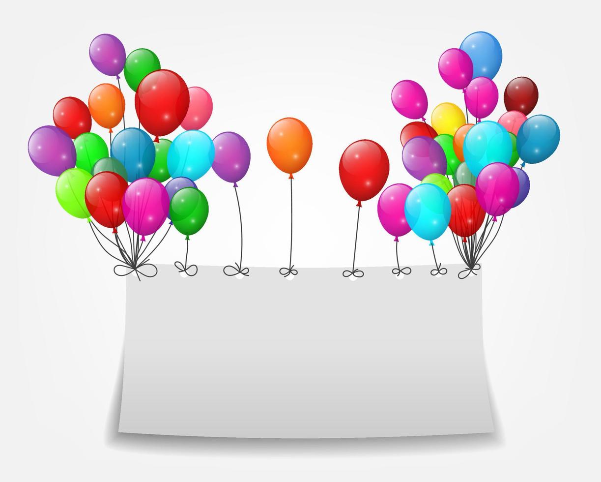 flygande ballonger med papper och plats för text, vektor illustration