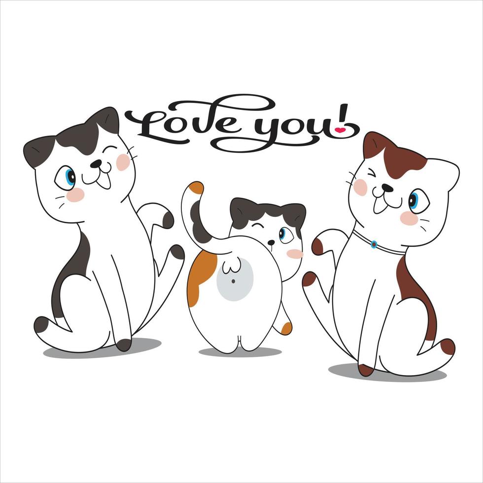 Vektor süß Katze Liebe Herz Karikatur Vektor Symbol Illustration