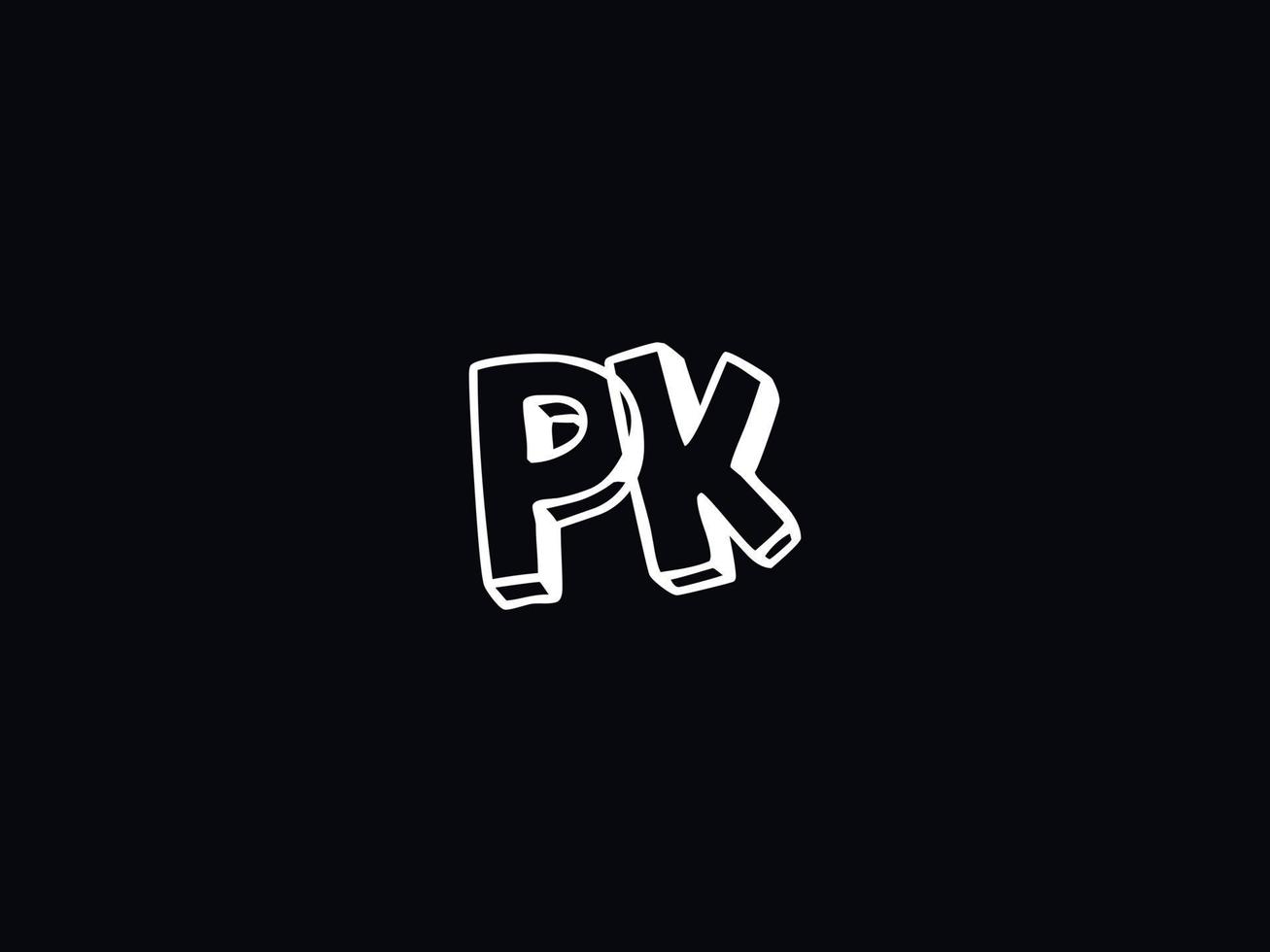 kreativ pk brev logotyp, monogram pk svart vit brev logotyp design vektor