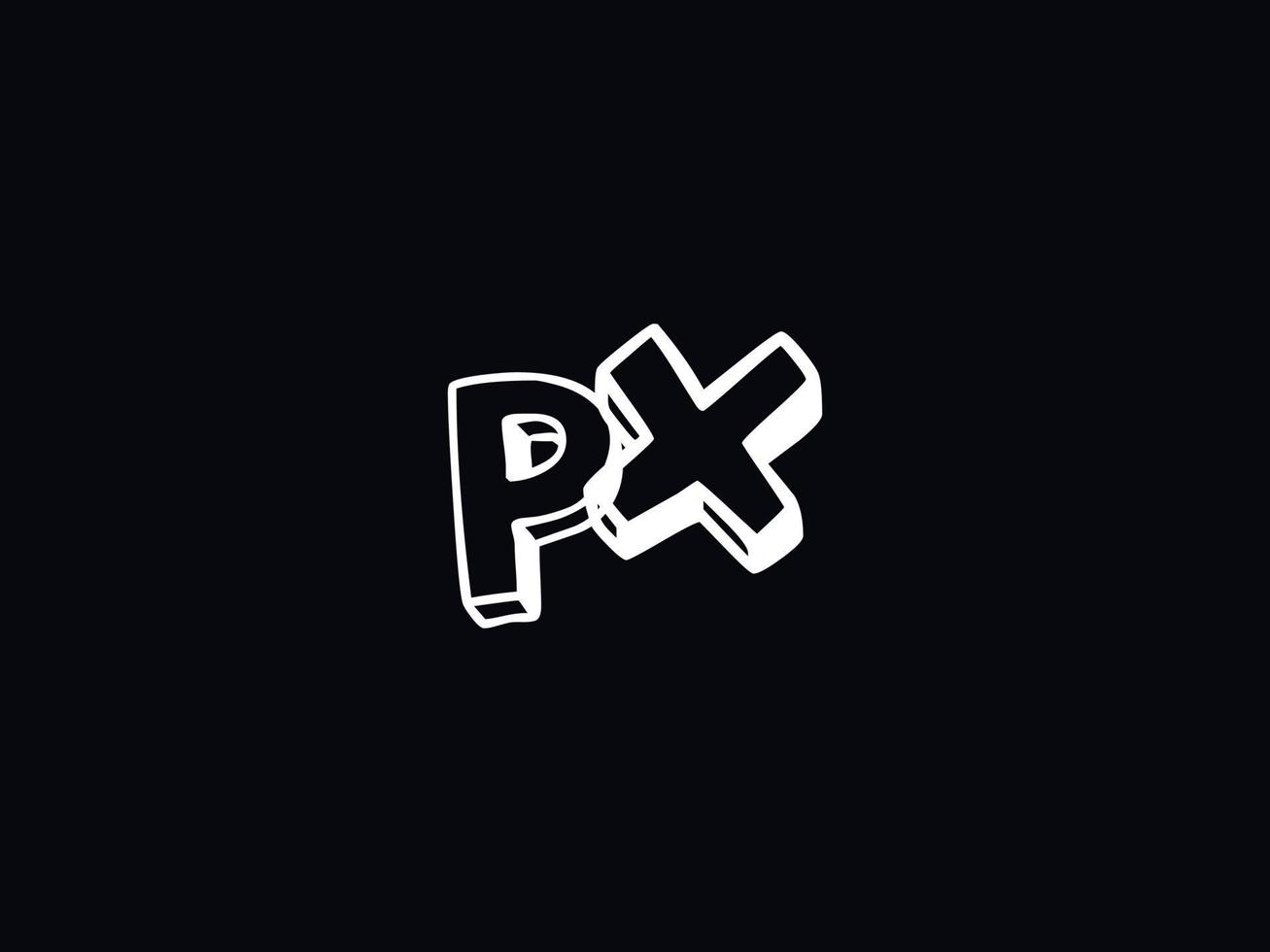 kreativ px Brief Logo, Monogramm px schwarz Weiß Brief Logo Design vektor