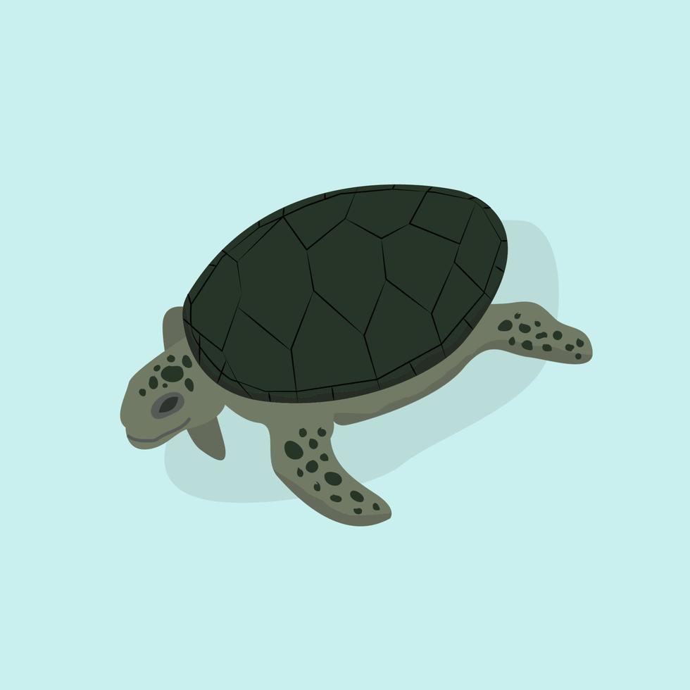 Grün Meer Schildkröte im Blau Hintergrund vektor