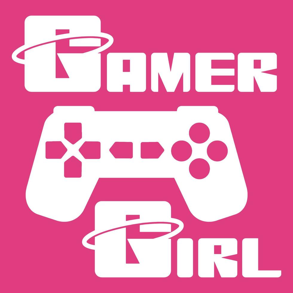 gamer flicka text med spel kontroller, gaming t-shirt design. vektor