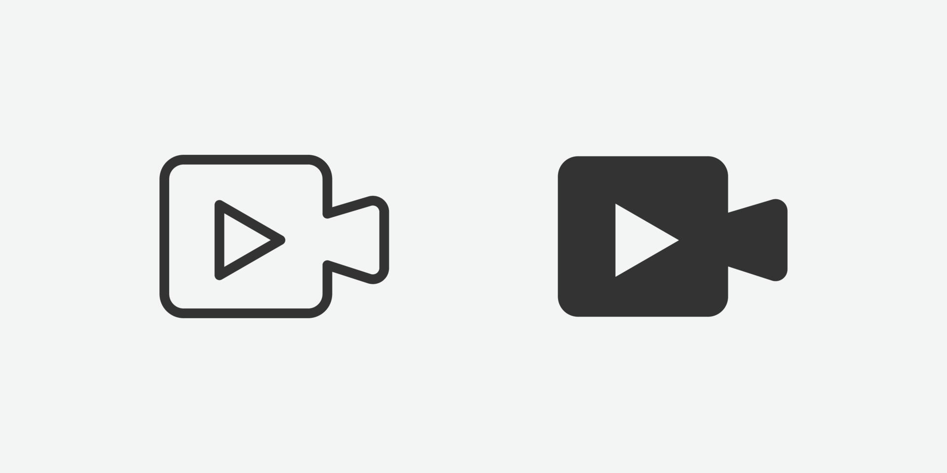 vektorillustration av videokamerans ikonuppsättning på grå bakgrund för webbplats och mobilapp vektor