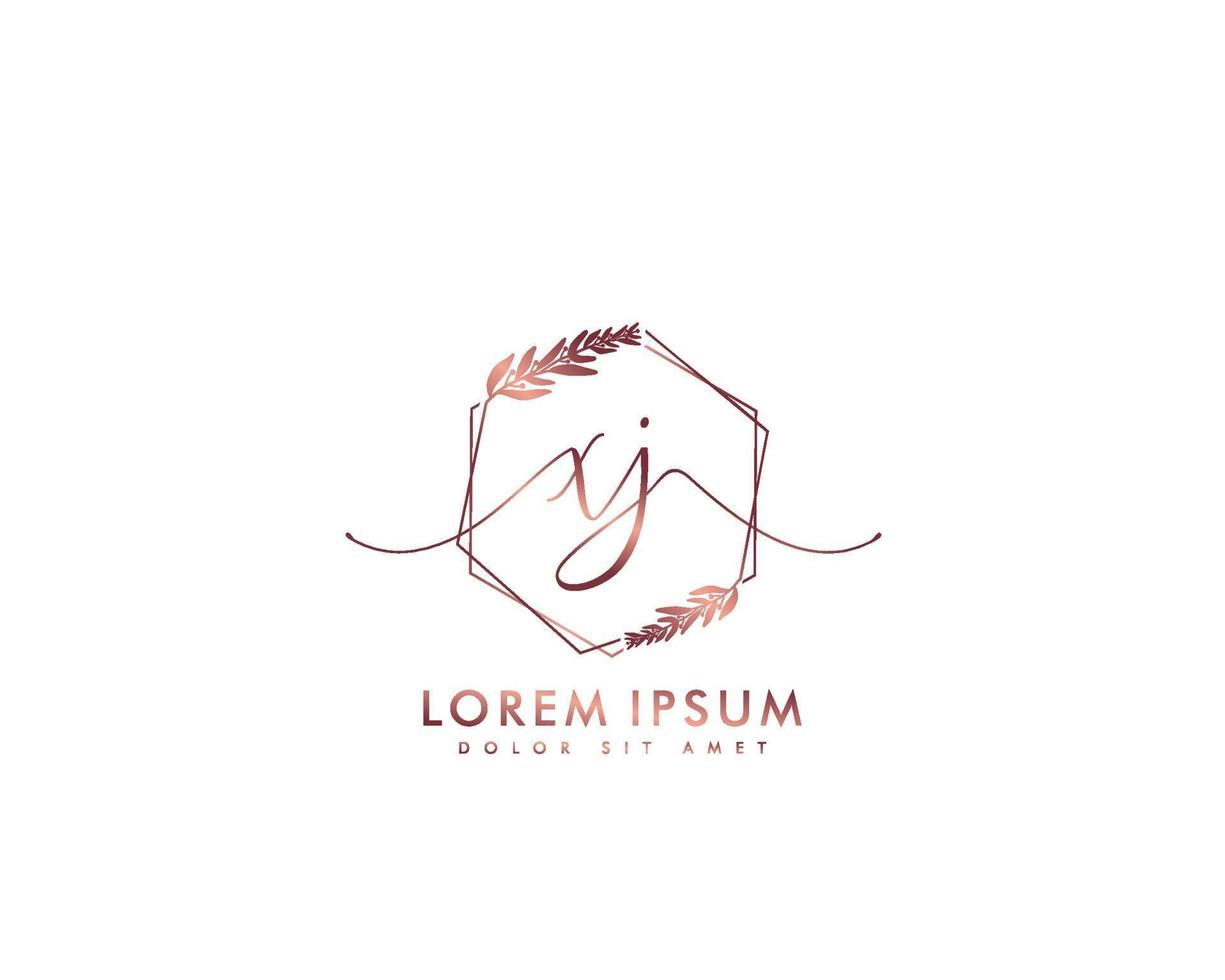 första brev xj feminin logotyp skönhet monogram och elegant logotyp design, handstil logotyp av första signatur, bröllop, mode, blommig och botanisk med kreativ mall vektor