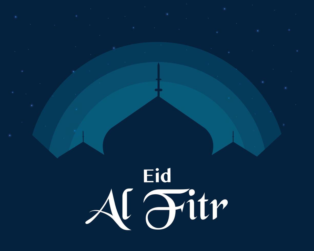 eid al fitr natt moské silhuett vektor