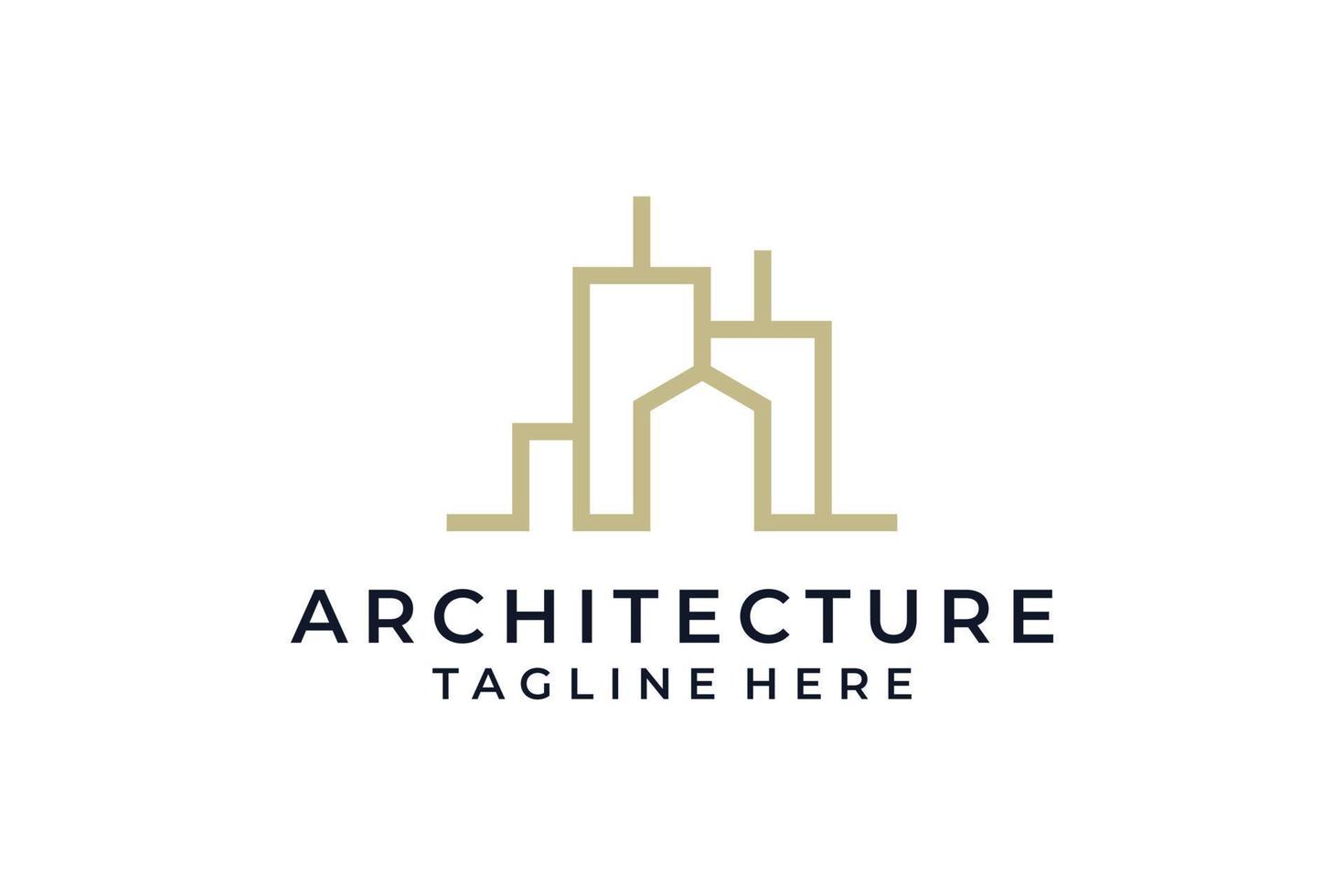 Konstruktion die Architektur Gebäude Logo Design vektor