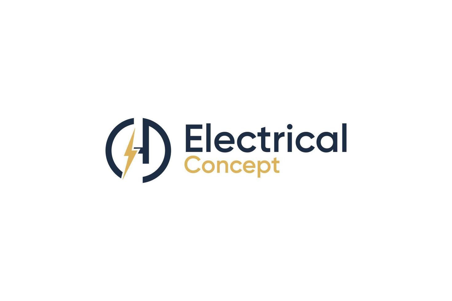 elektrisk logotyp med brev h form vektor