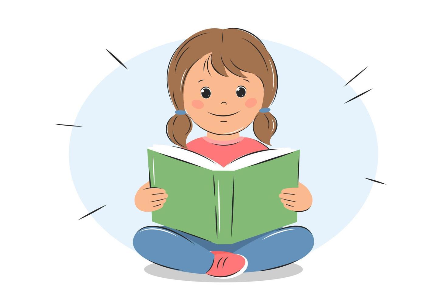 klein Kind halt öffnen Buch und lesen. Wissen und Bildung Konzept. Vektor Illustration