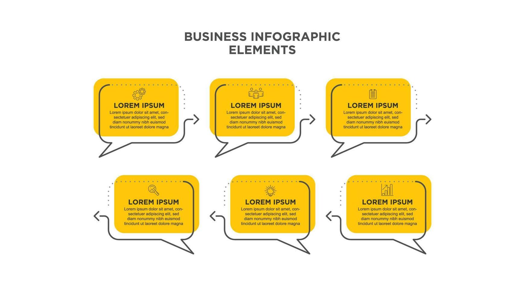 Infografik dünn Linie Design mit Symbole und 6 Optionen oder Schritte. zum Inhalt, Diagramm, Flussdiagramm, Schritte, Teile, Zeitleiste Infografiken, Arbeitsablauf, Diagramm. vektor