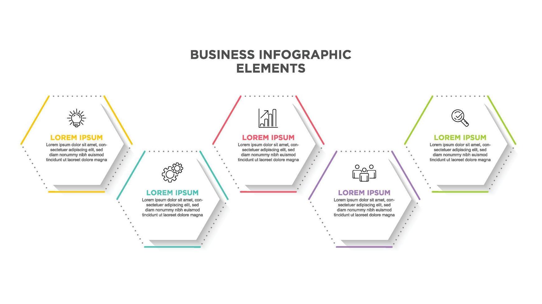 infografiken für geschäftskonzept mit symbolen und 5 optionen oder schritten. für Inhalt, Diagramm, Flussdiagramm, Schritte, Teile, Zeitleisten-Infografiken, Workflow, Diagramm. vektor