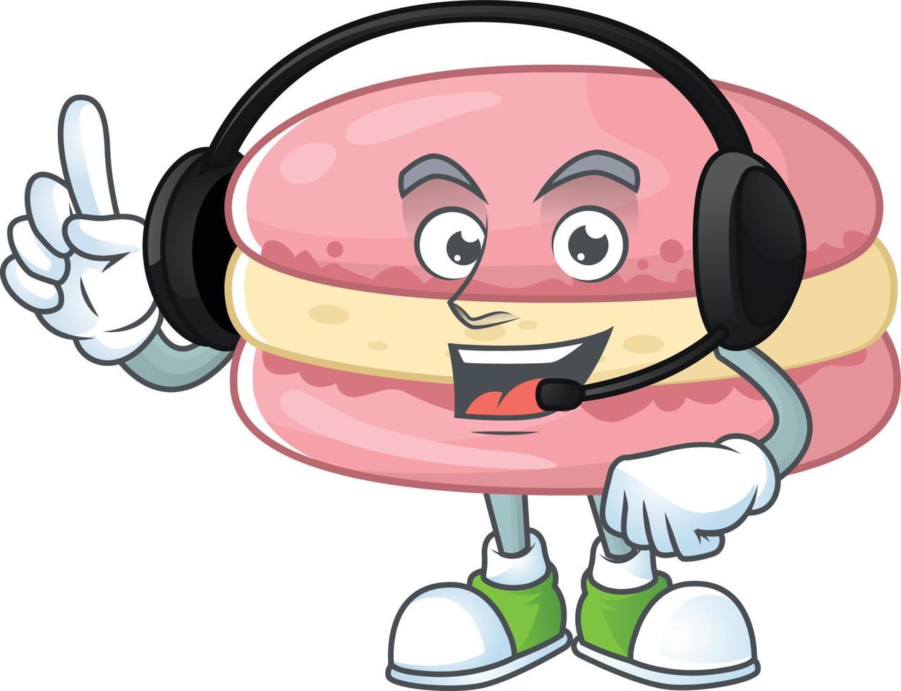 ein Karikatur Charakter von Erdbeere Macarons vektor