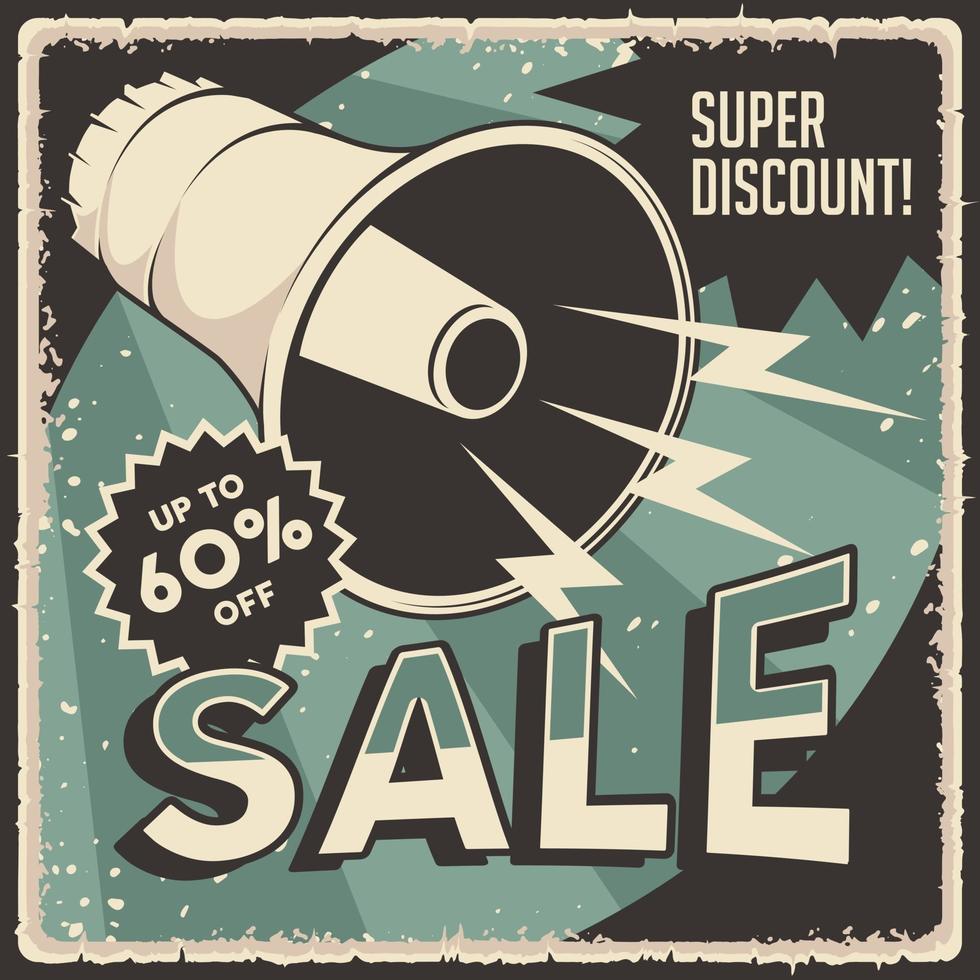 Retro-Klassiker Vintage Super Sale Rabatt Poster vektor