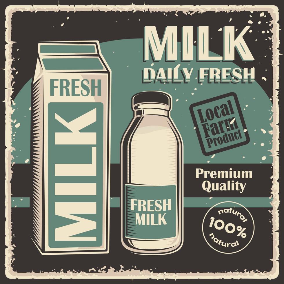 mjölk retro vintage klassisk skylt affisch vektor