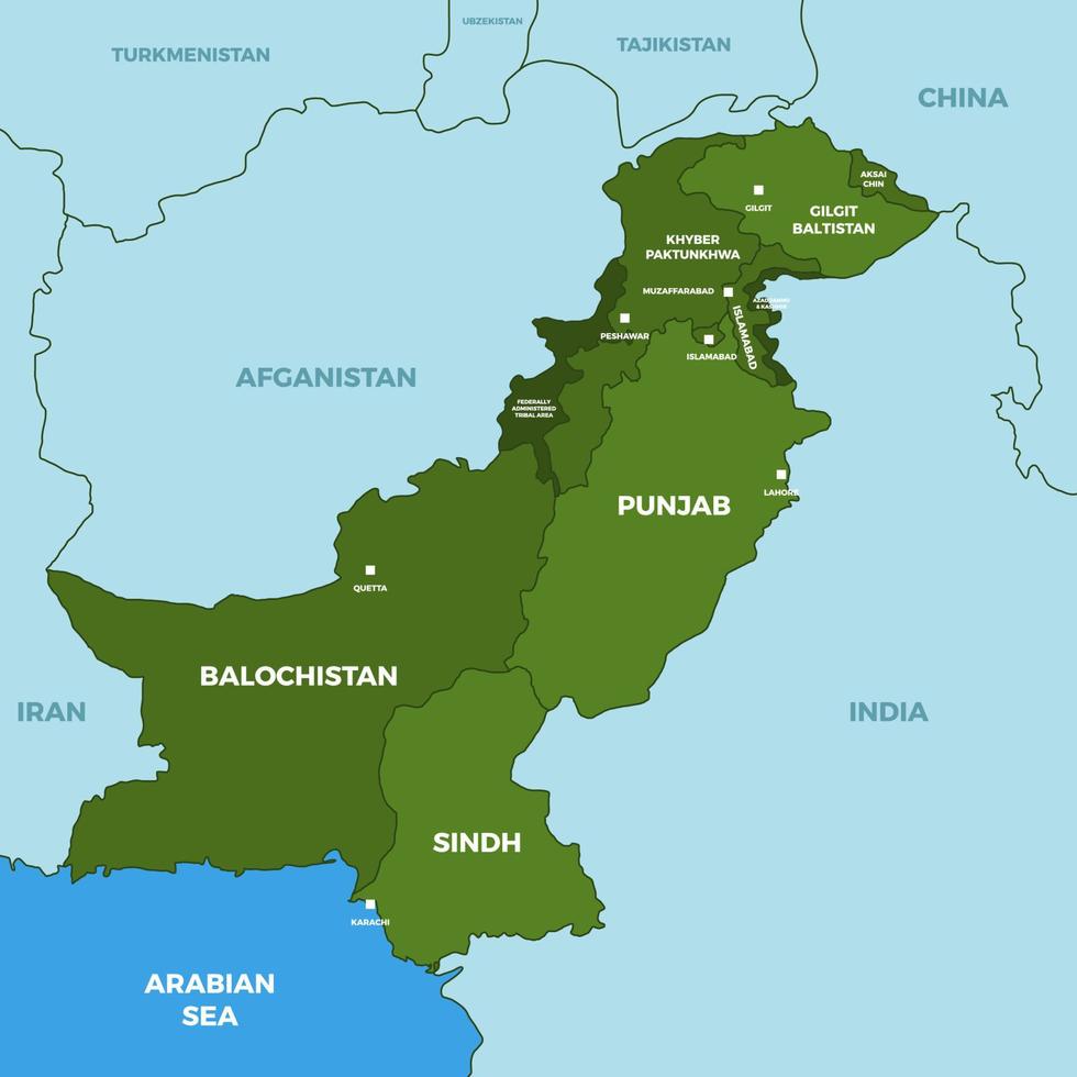 Land Karte von Pakistan vektor