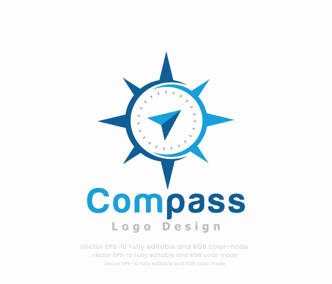 Kompass Logo Design mit ein Blau Globus vektor