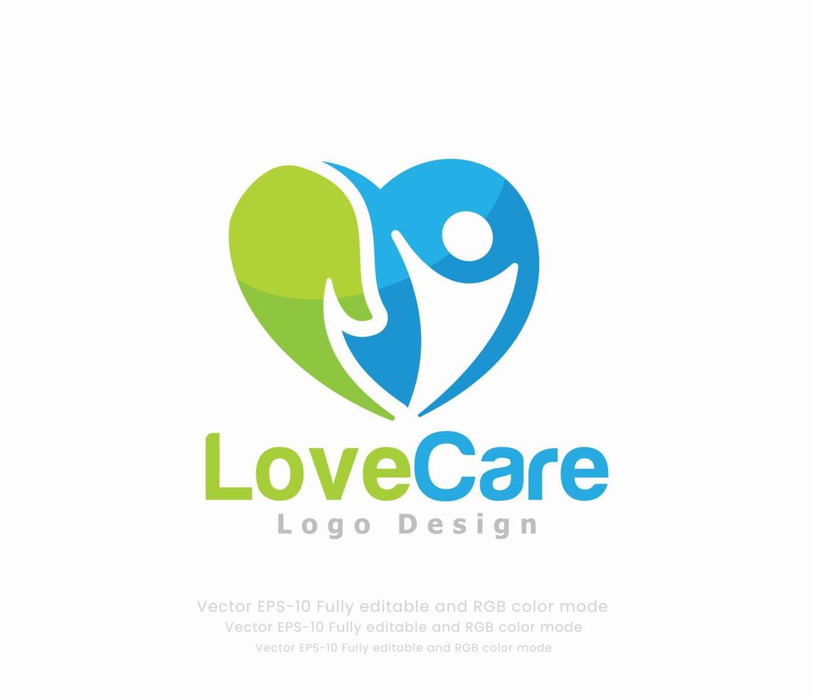 kärlek vård logotyp begrepp vektor