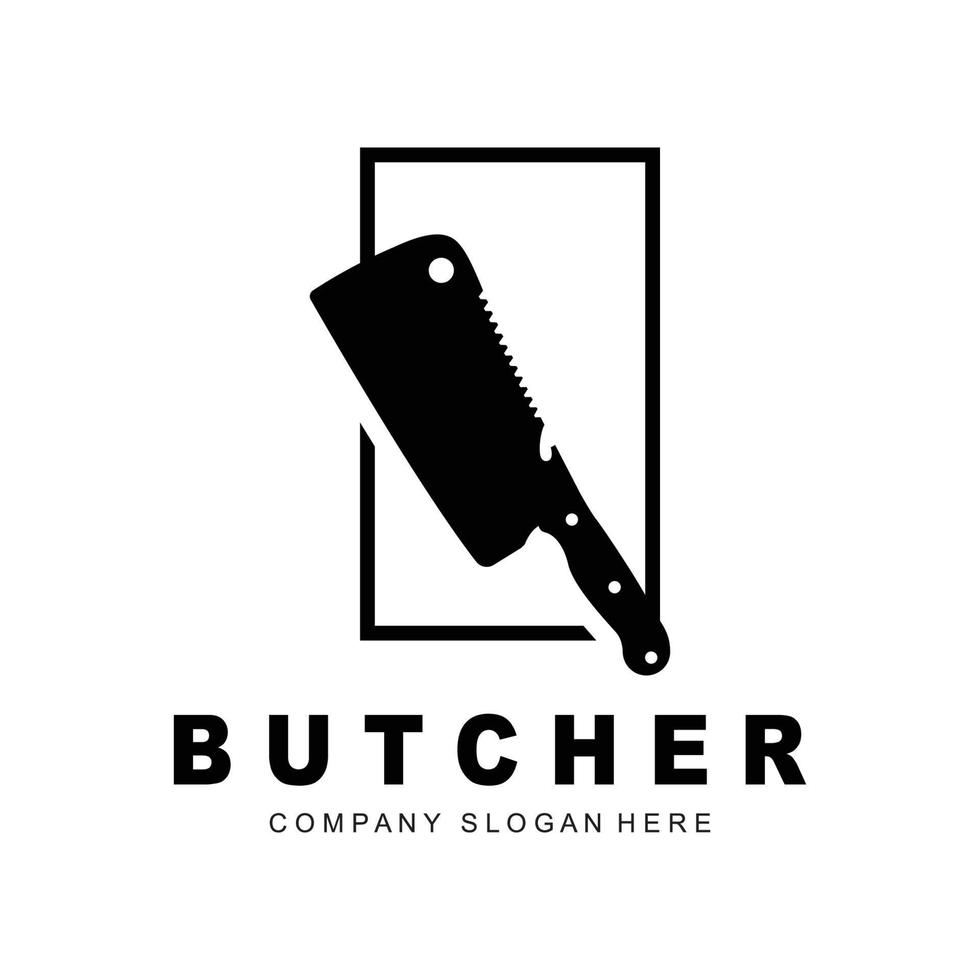 slaktare logotyp design, kniv skärande verktyg vektor mall, produkt varumärke illustration design för slaktare, odla, slaktare affär